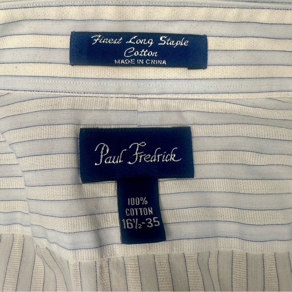 Paul Frederick Dress Button Shirt 16.5-35 Finest Long Staple 100% Cotton Striped - Picture 5 of 7